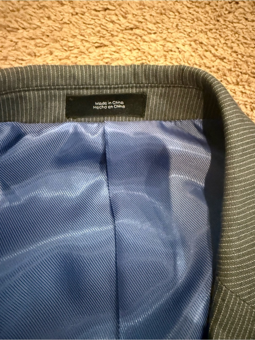 jf j.ferrar Men's Two-Button Charcoal Gray Suit Jacket with Blue Lining - Picture 4 of 6